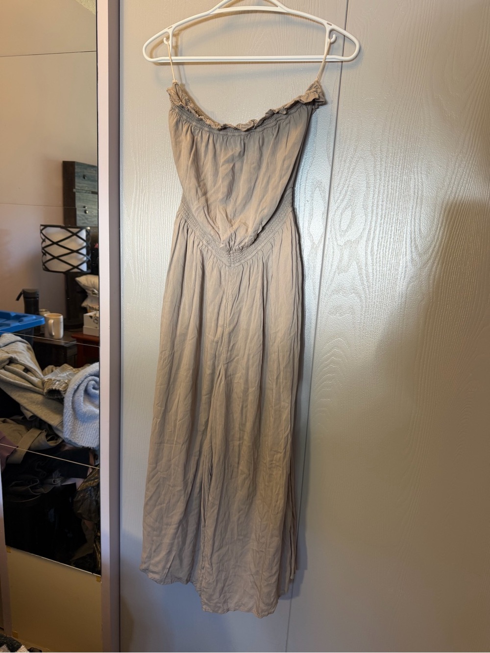 Wilfred Taupe jumpsuit with Ruffle Trim